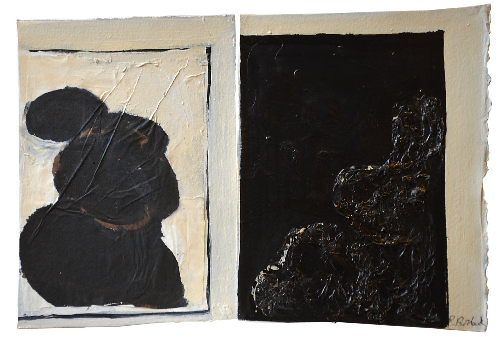 Dyptique : collage, encre et acrylique sur papier, 2017, 20 x 29 cm.